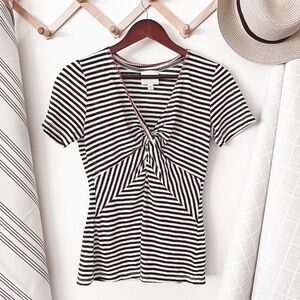 Anthropologie Ett:twa Striped V-Neck Blouse